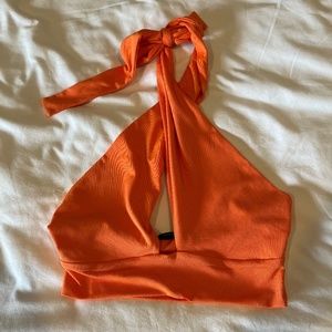 NWOT Naked wardrobe orange halter crop top